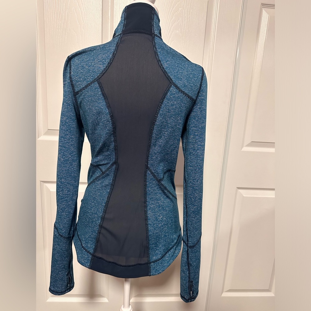 Zella Navy Mesh/ Blue white stripes Zip Up Jacket *2 Way Zipper, size S